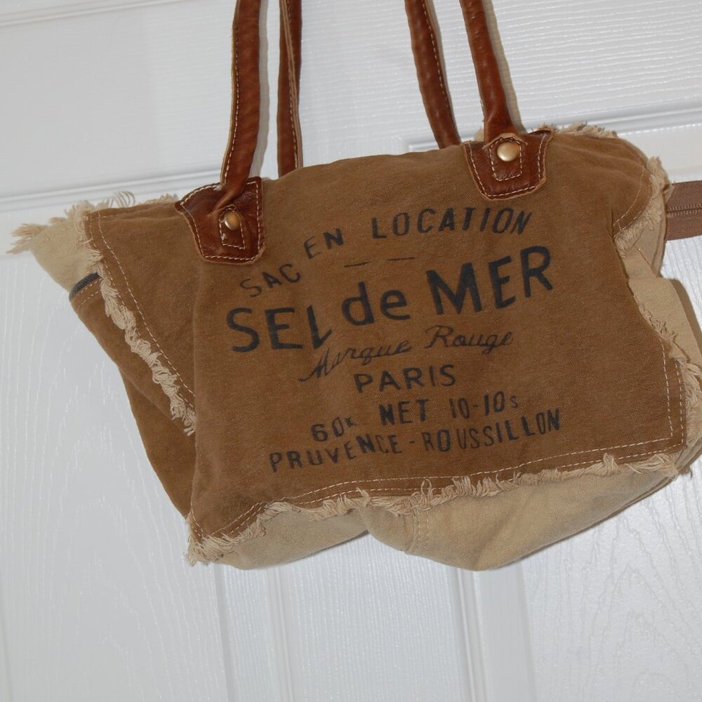 Myra Bag Casual "Bohemian"  Bag  100% Cotton/Leather Handles